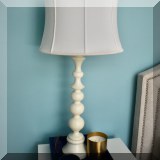 DL04. Pair of turned wood table lamps. 24”h 